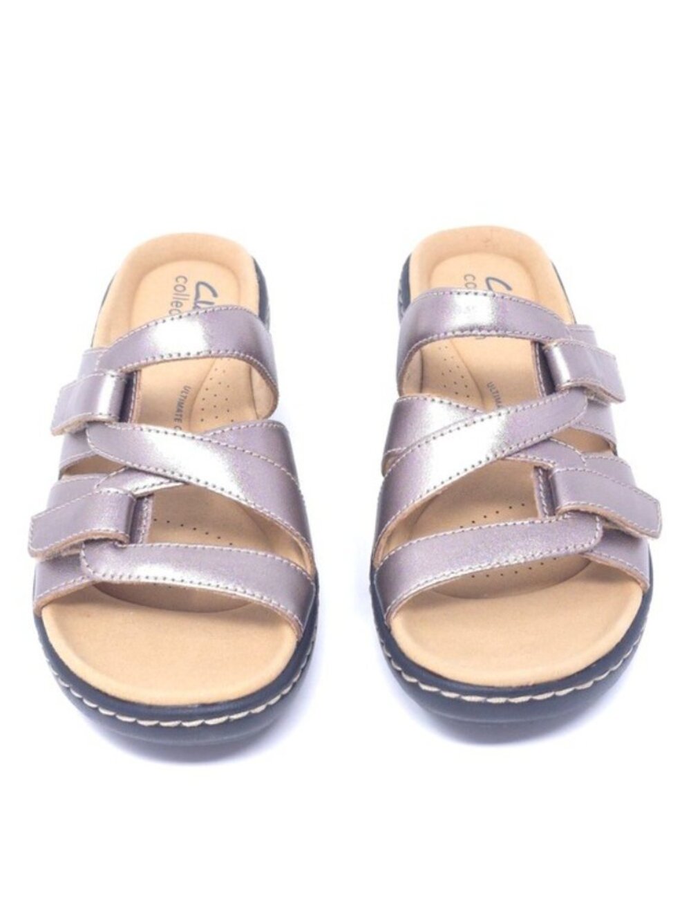Clarks Collection Merliah Karli Wedge Sandal Metallic Leather 6M - Picture 6 of 10